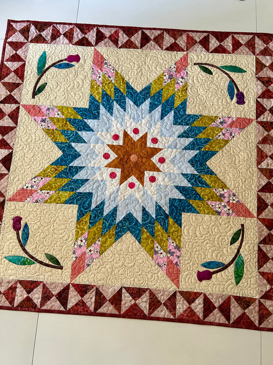 Lone Star Quilt Table Topper | Handmade Wall Hanging Quilt