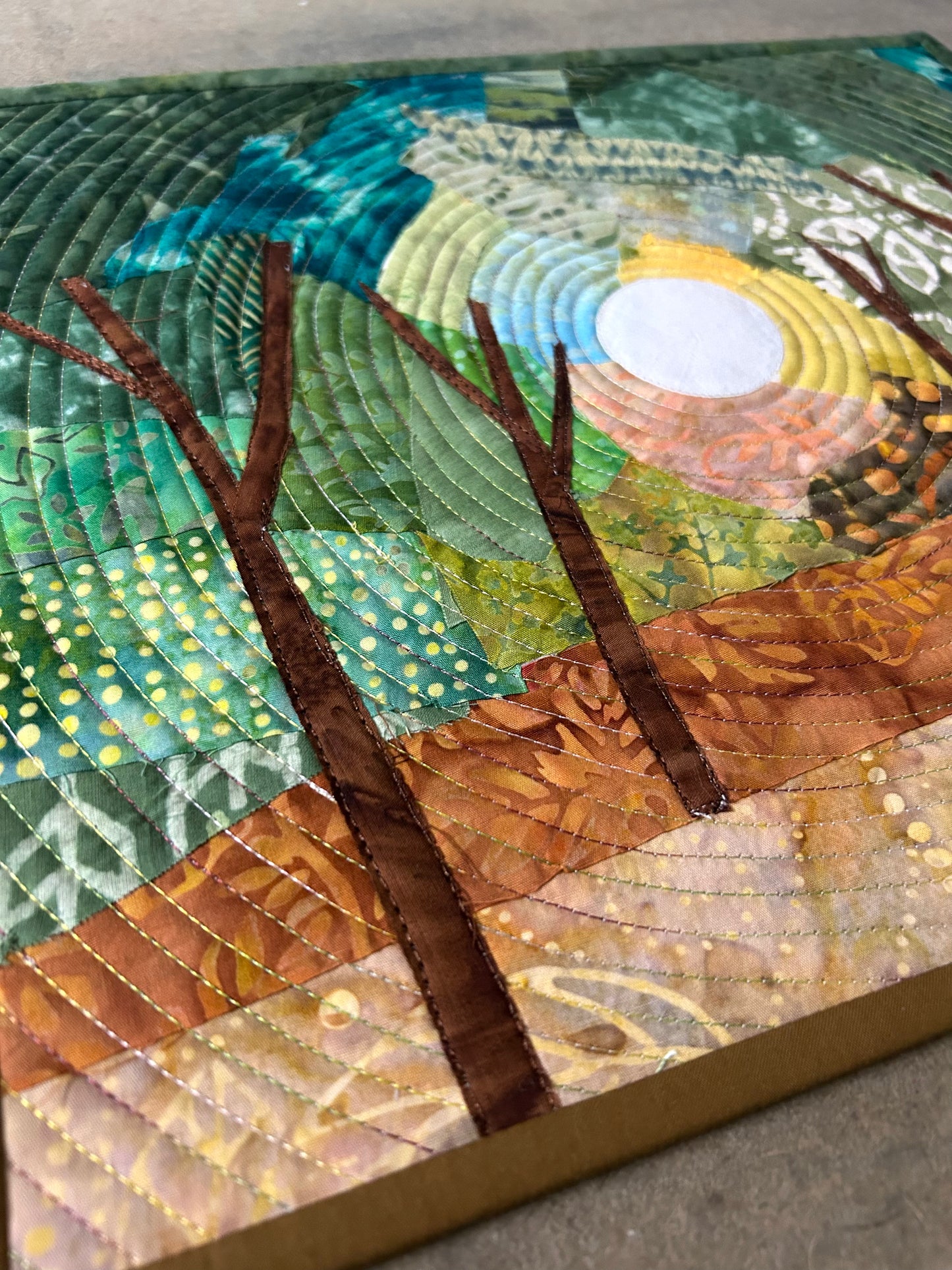 Landscape fiber art, jungle art, farmable wall decor, blue landscape dreams, beach house decor, beach fiber art, desk decor, artsy gift