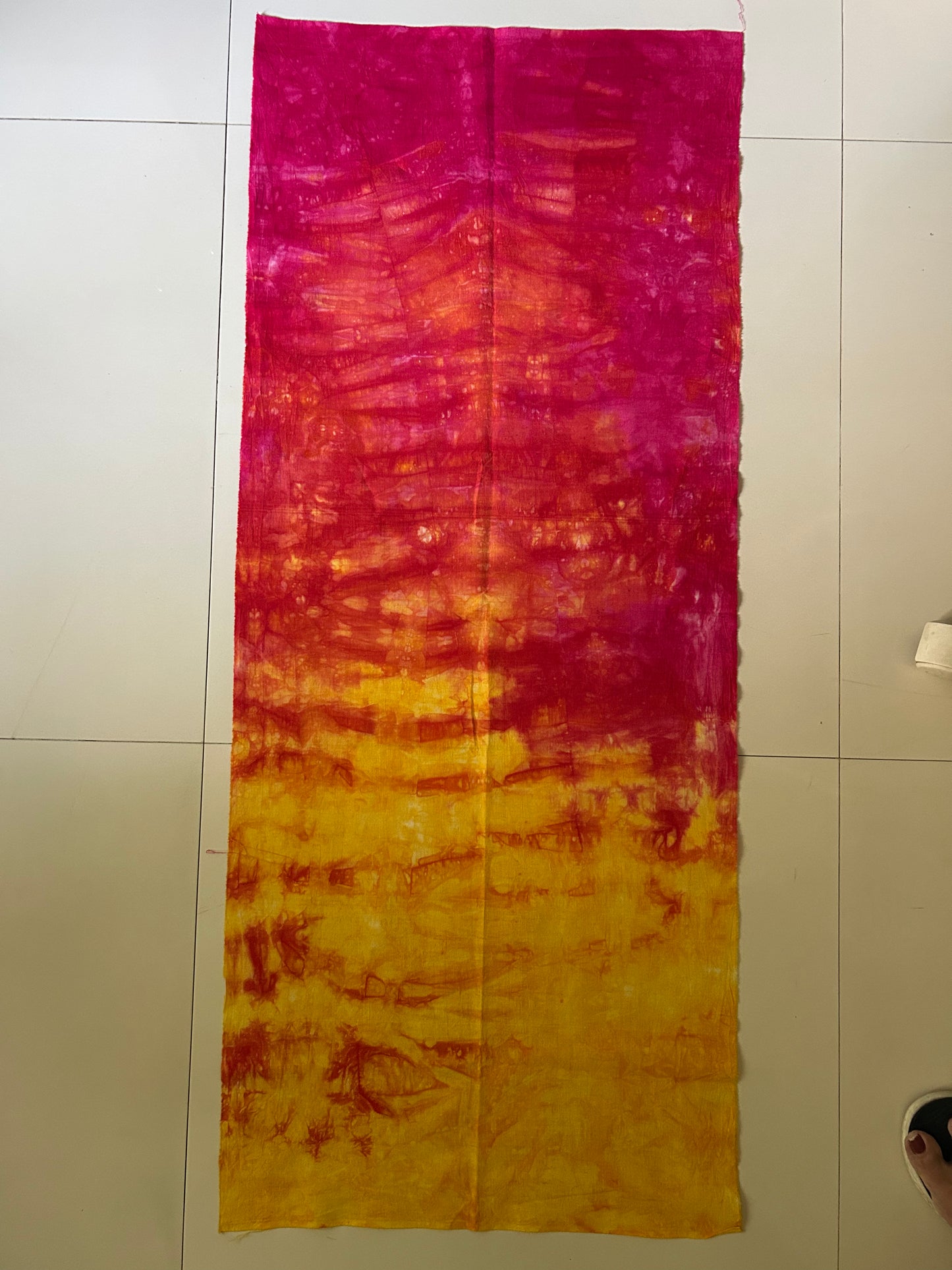 Hand Dyed Quilting Fabric Panel – Sunset Pink and Golden Yellow Cotton Fabric for Art Quilts and Textile Art