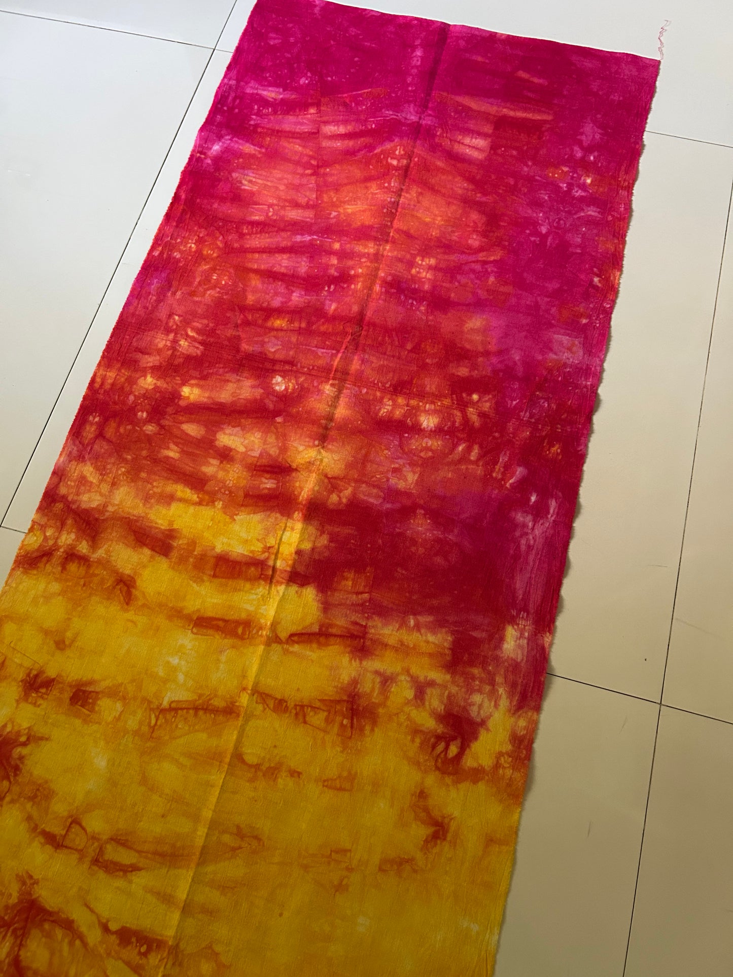 Hand Dyed Quilting Fabric Panel – Sunset Pink and Golden Yellow Cotton Fabric for Art Quilts and Textile Art