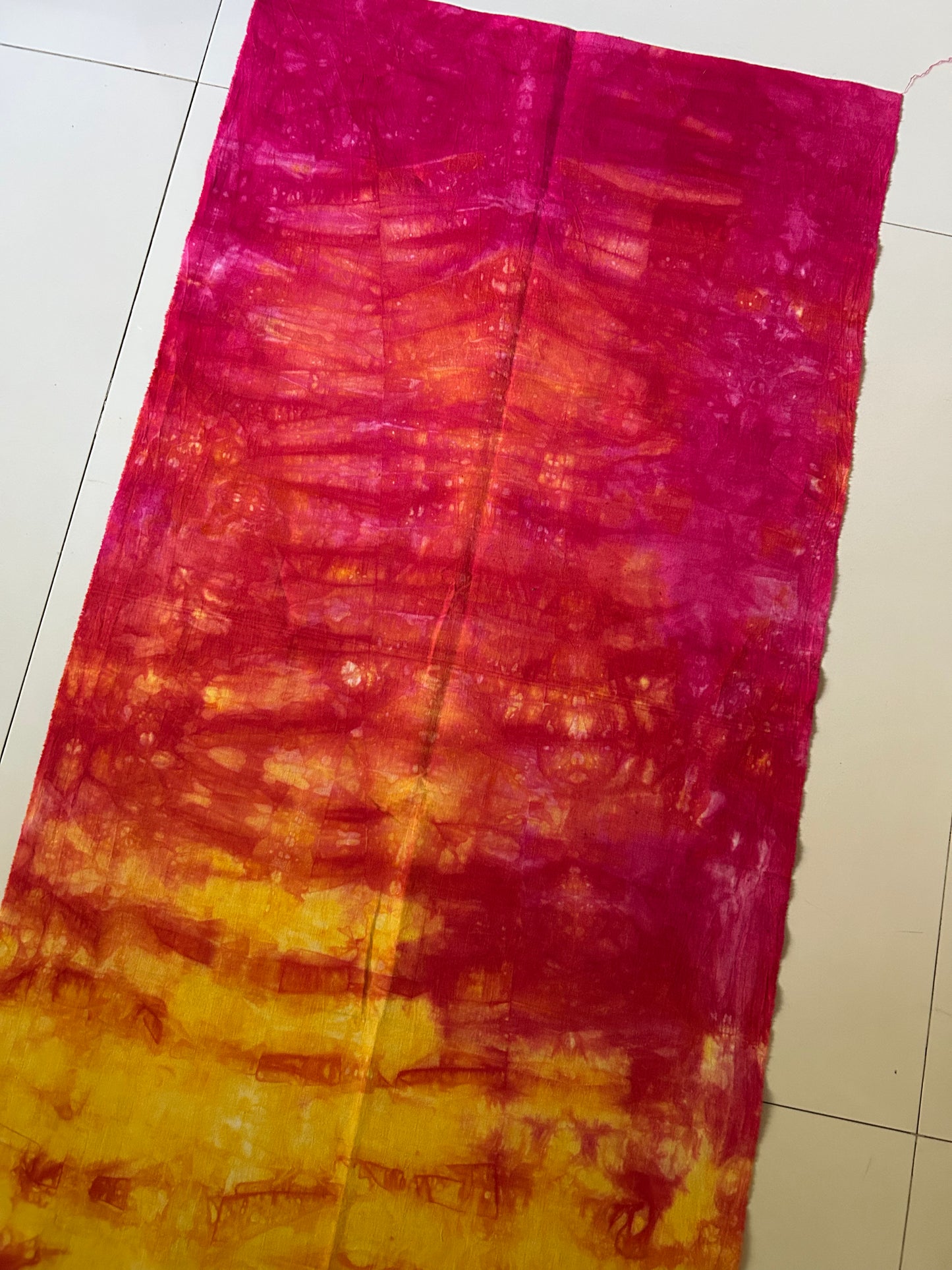 Hand Dyed Quilting Fabric Panel – Sunset Pink and Golden Yellow Cotton Fabric for Art Quilts and Textile Art