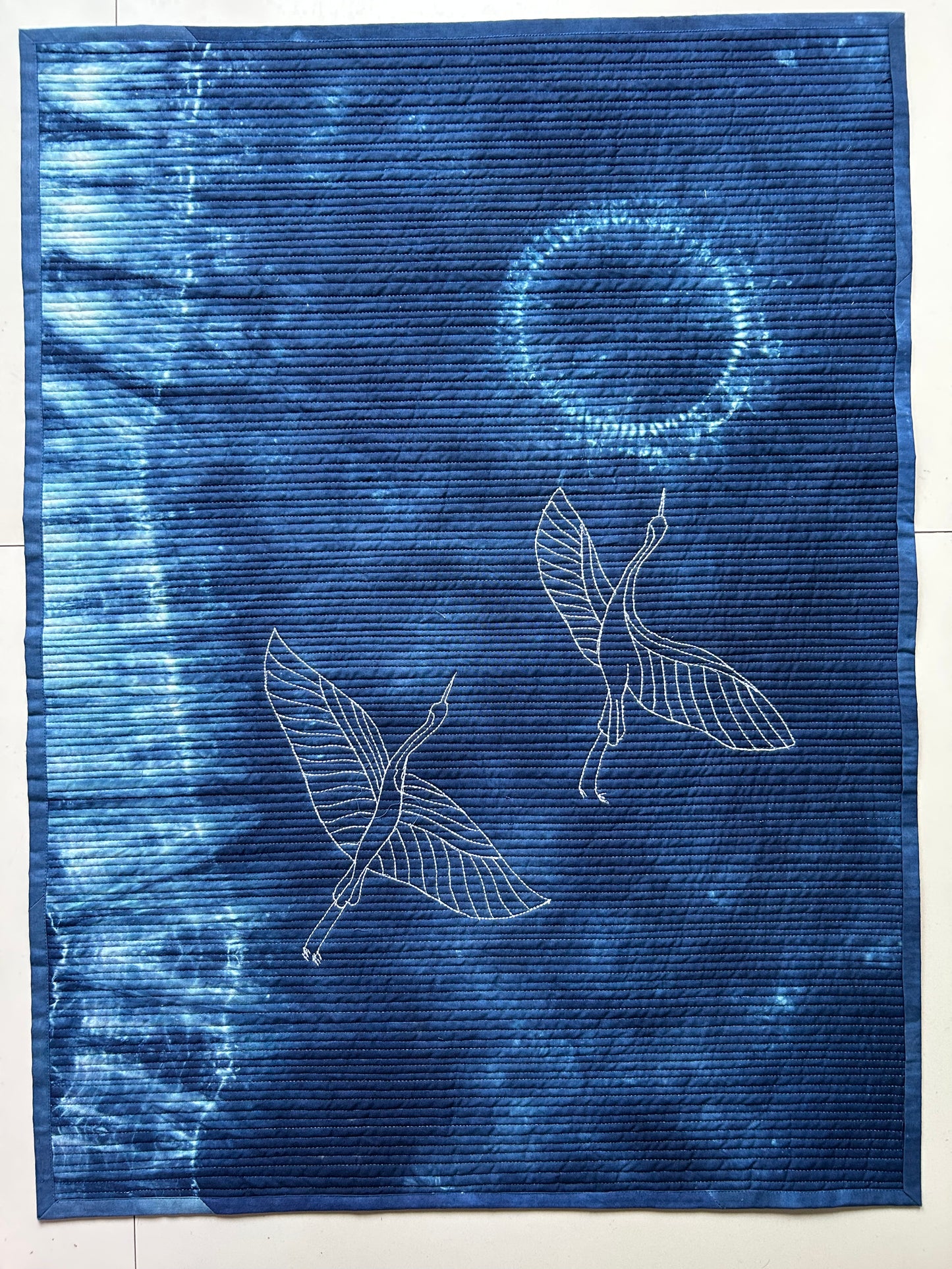 Flight towards light | Original Nui Shibori Indigo blue wall art