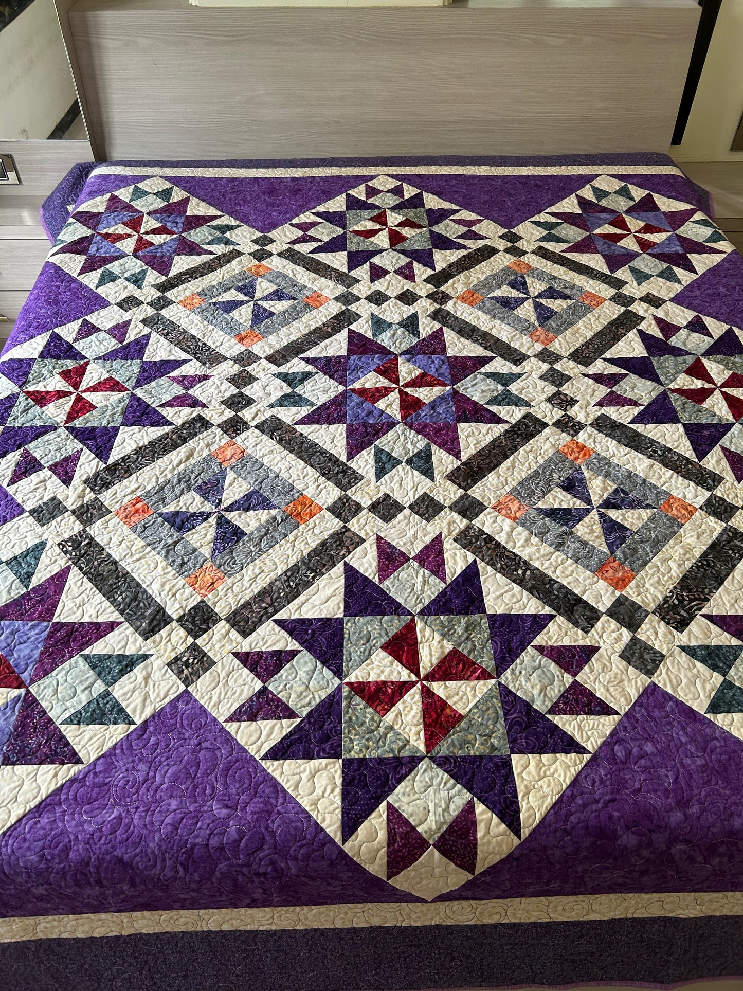Purple king Queen size bed quilt | wedding gift | handmade quilt sale