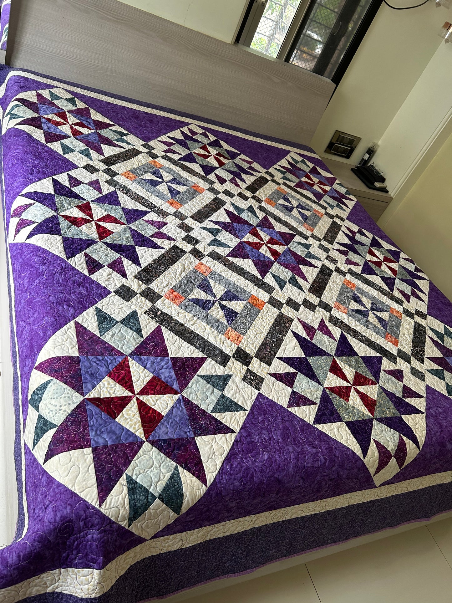 Purple king Queen size bed quilt | wedding gift | handmade quilt sale