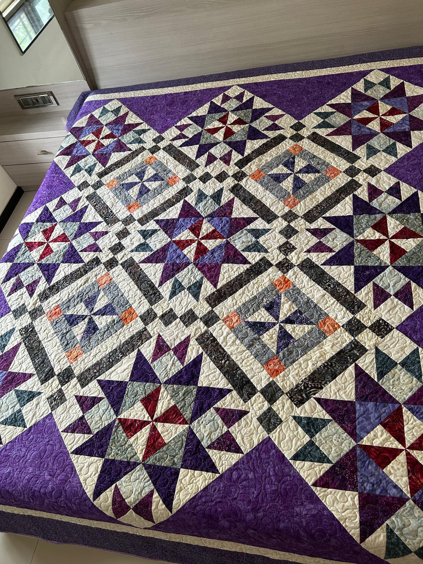 Purple king Queen size bed quilt | wedding gift | handmade quilt sale