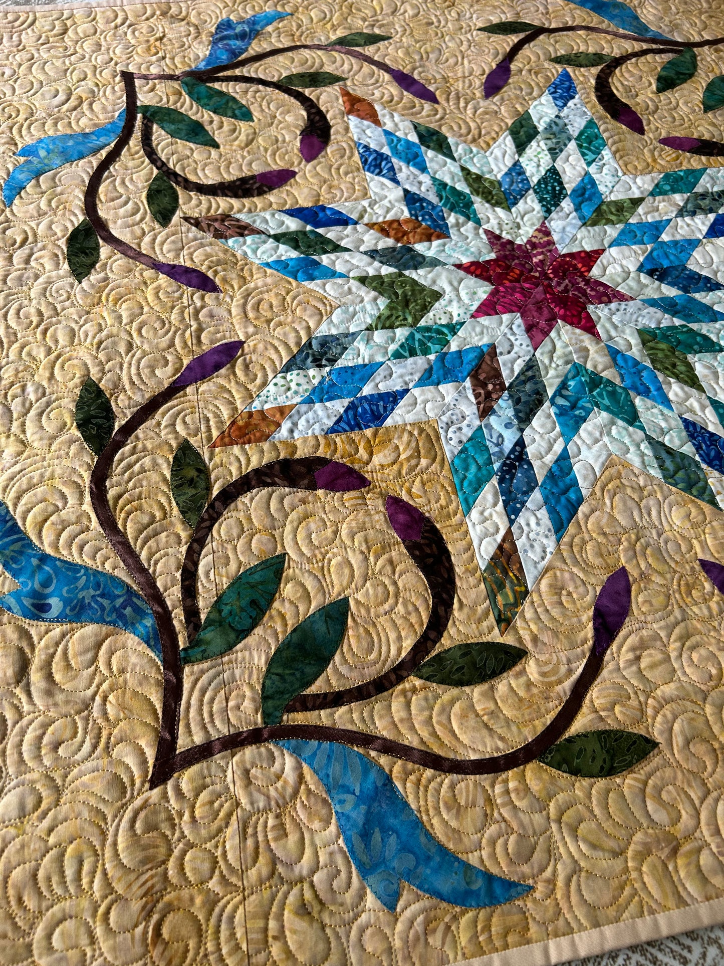 Handmade Lone Star Quilt – Quilted Wall Hanging or Table Topper