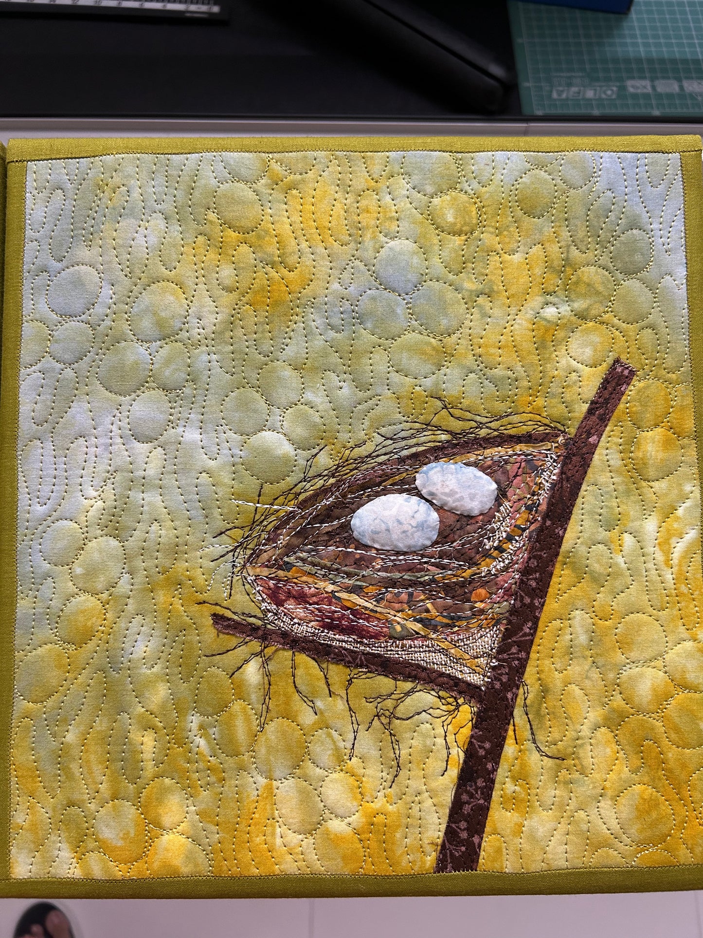 Nest Textile Wall Art, Original, Bird Nest Canvas Artwork Frame