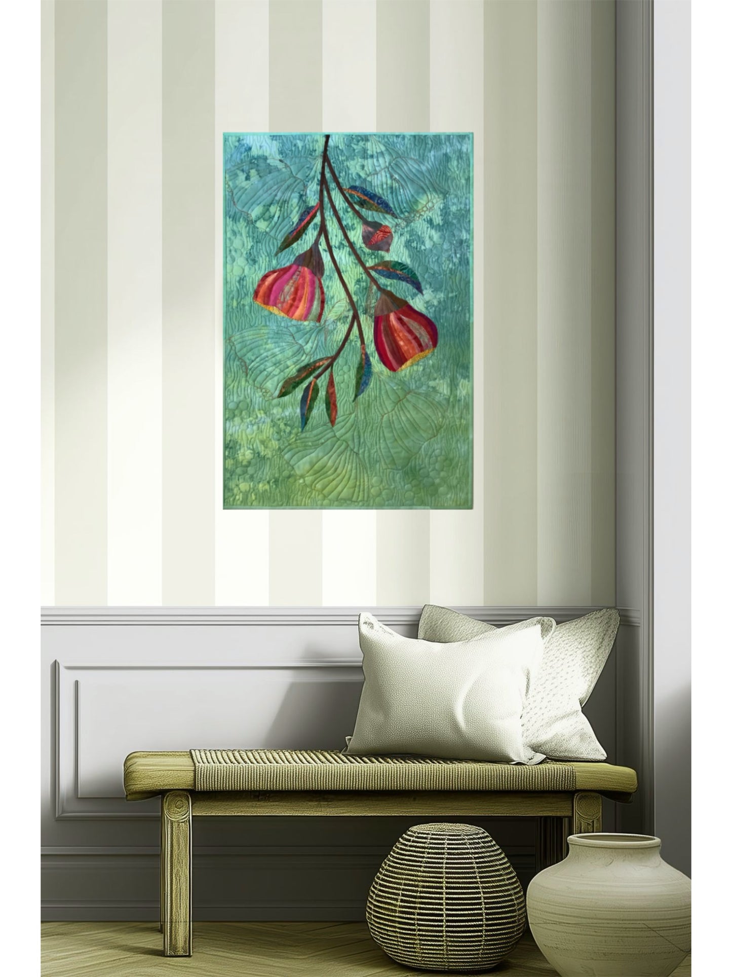 Australian Gum Nut Flower Textile Art Quilt