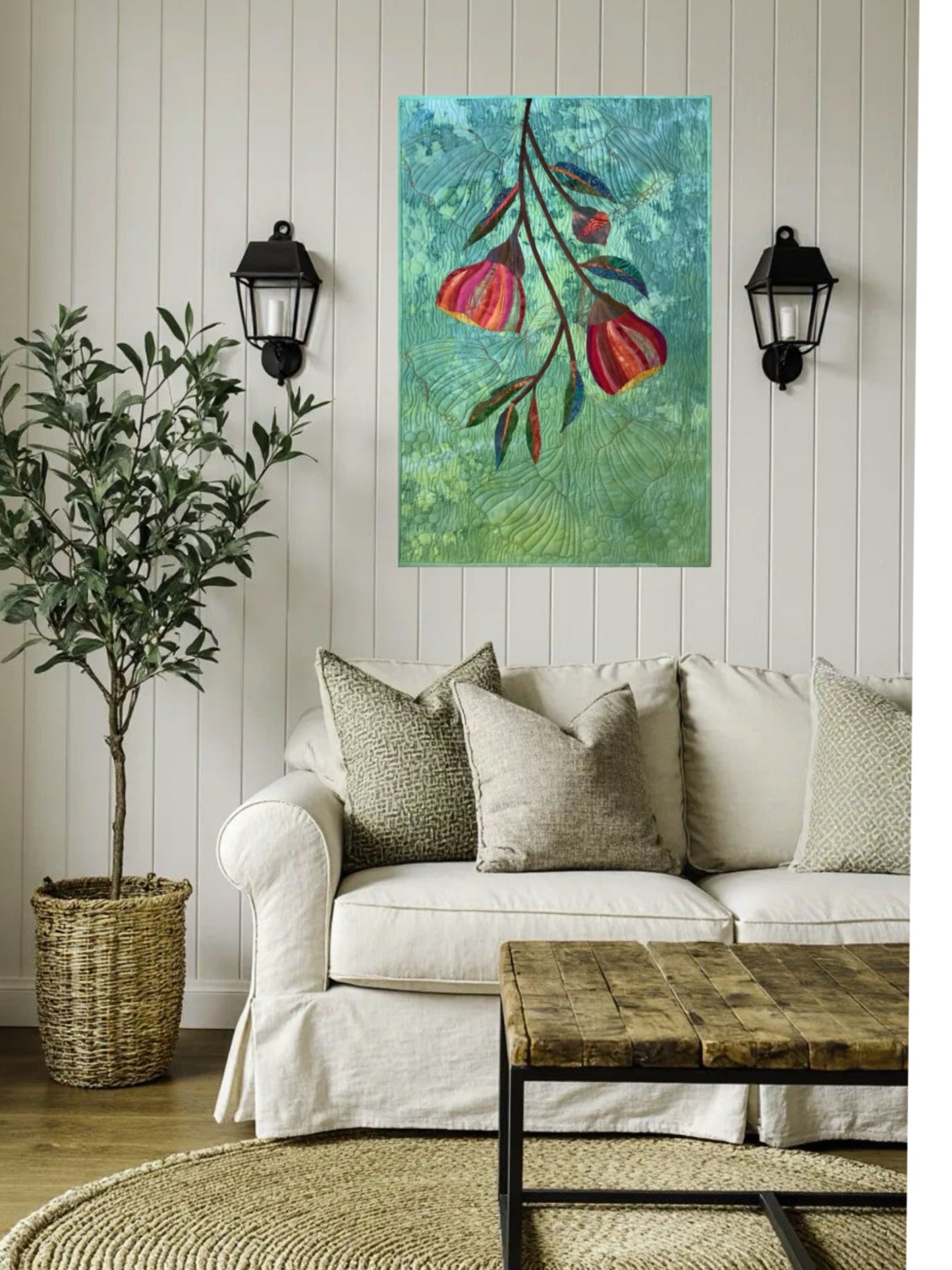 Australian Gum Nut Flower Textile Art Quilt