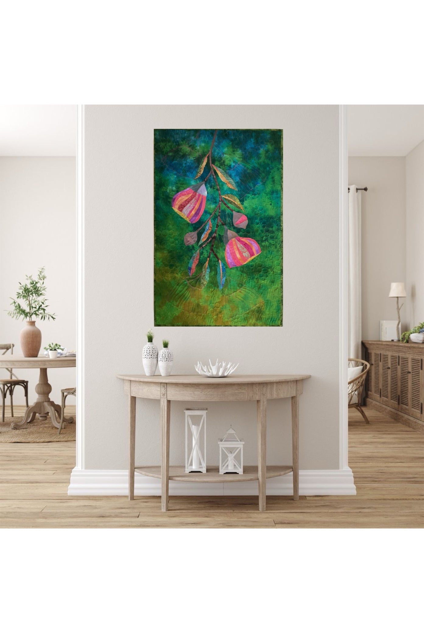Eucalyptus flower art quilt / Australian Gumnut flower Art