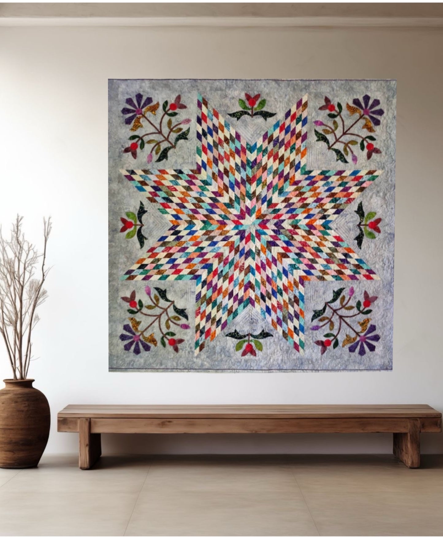 Handmade Lone Star Quilted Wall Art - Texas Star Quilt
