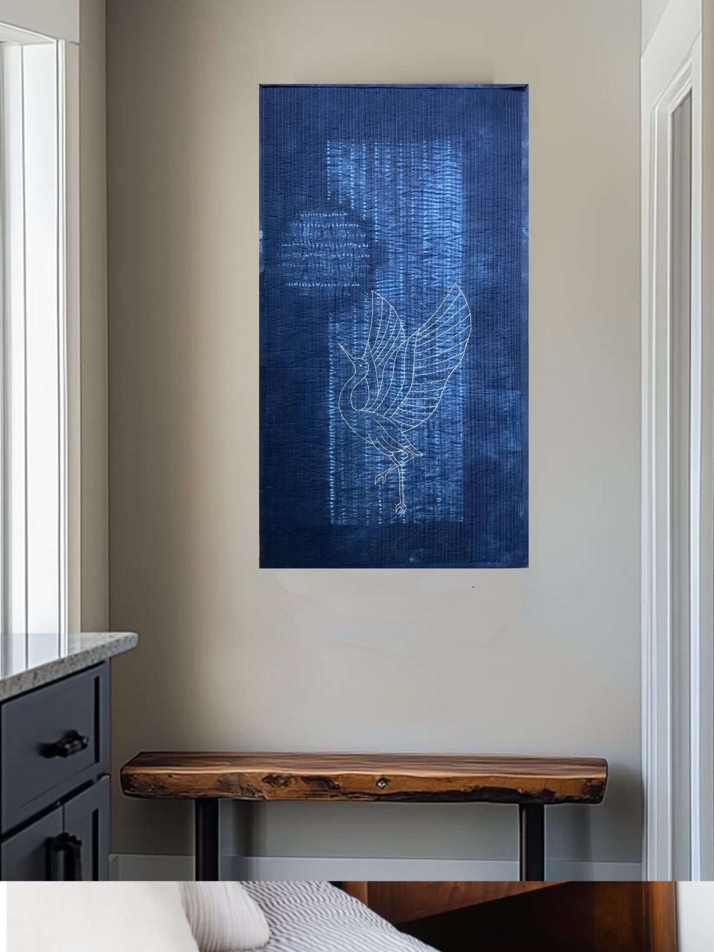 Indigo Flight

Original Stitched Shibori Crane Textile Art