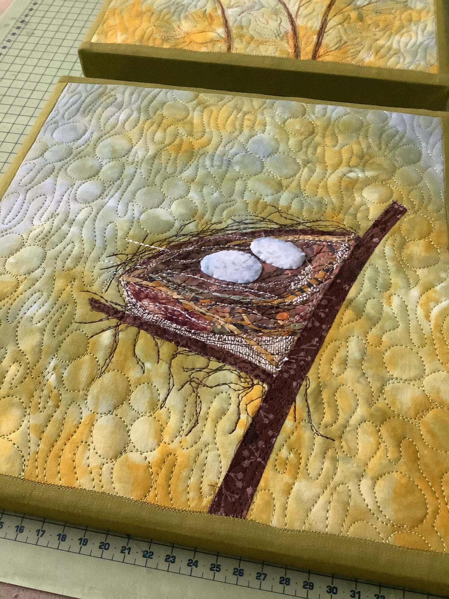 Nest Textile Wall Art, Original, Bird Nest Canvas Artwork Frame