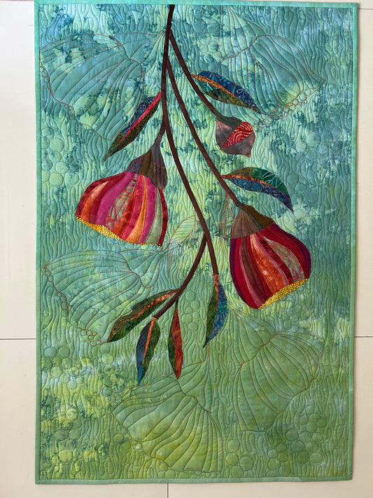 Australian Gum Nut Flower Textile Art Quilt