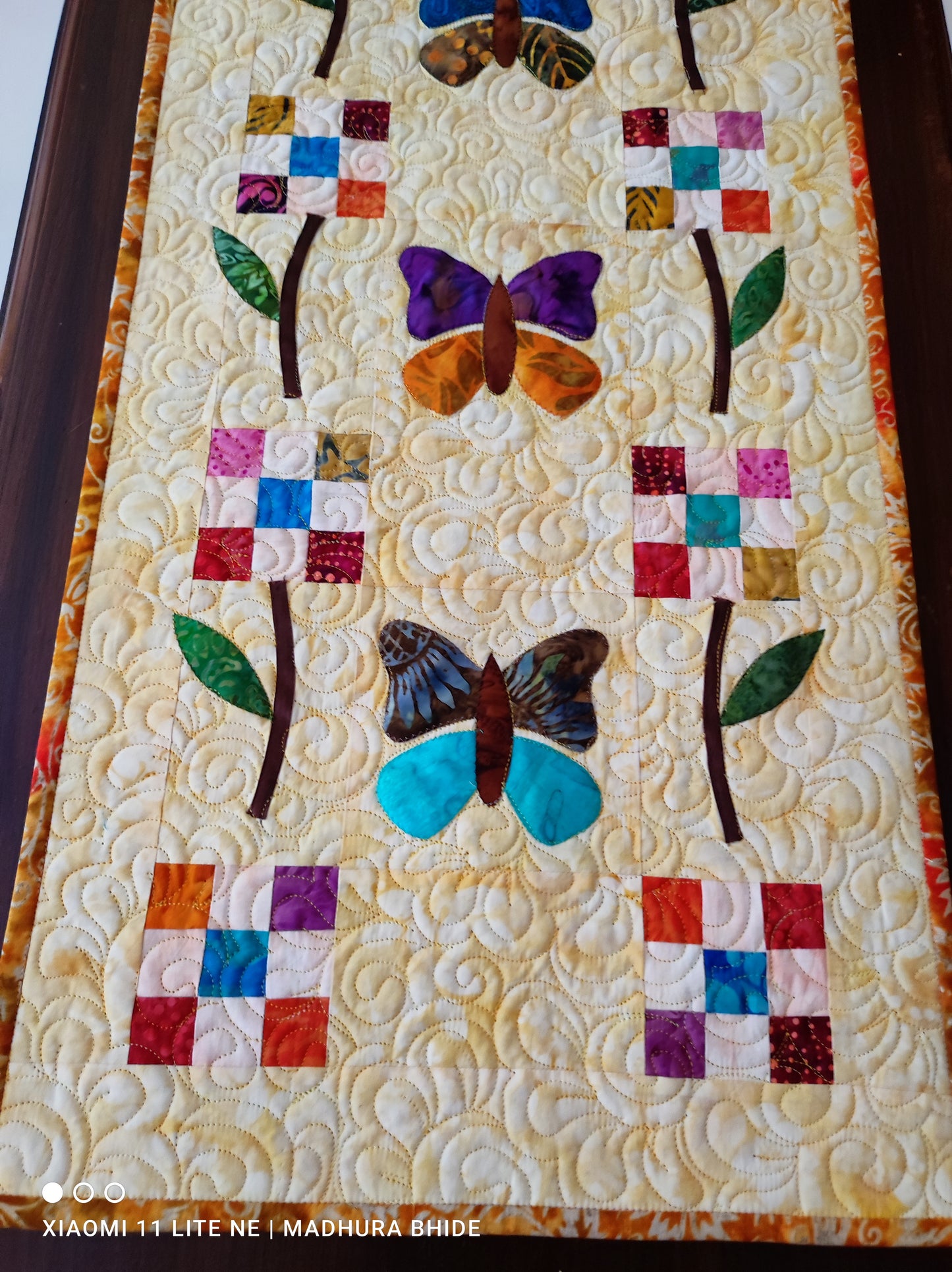 Butterfly Patchwork Table Runner - Handmade Quilted Accent - Home Decor - Unique Dining Table Decor