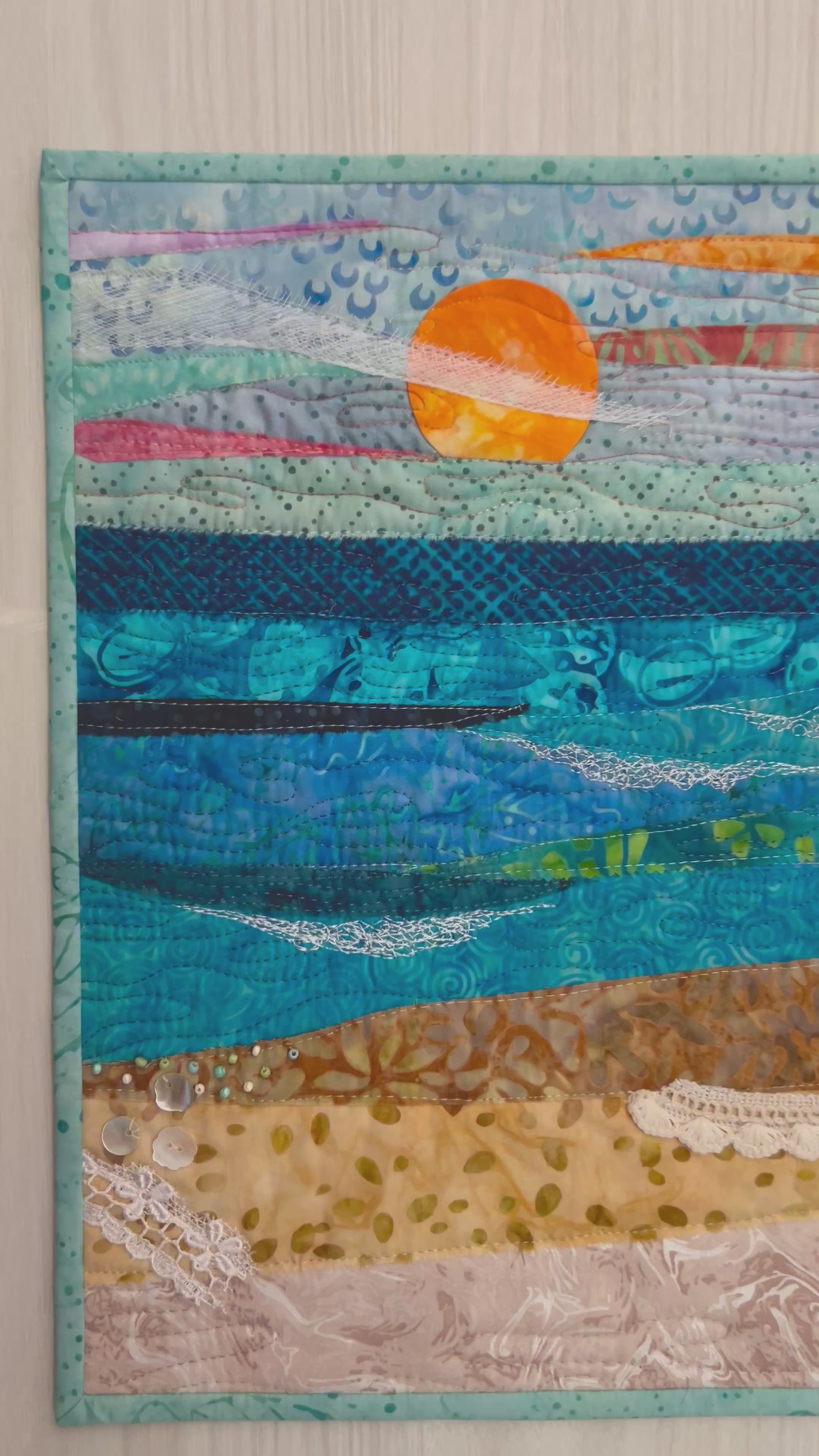 Video showing details of small beach quilt