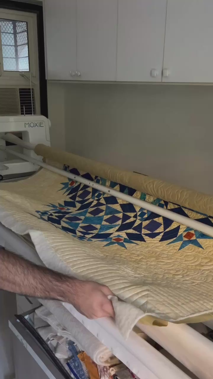 Video showing detail storm at sea quilt