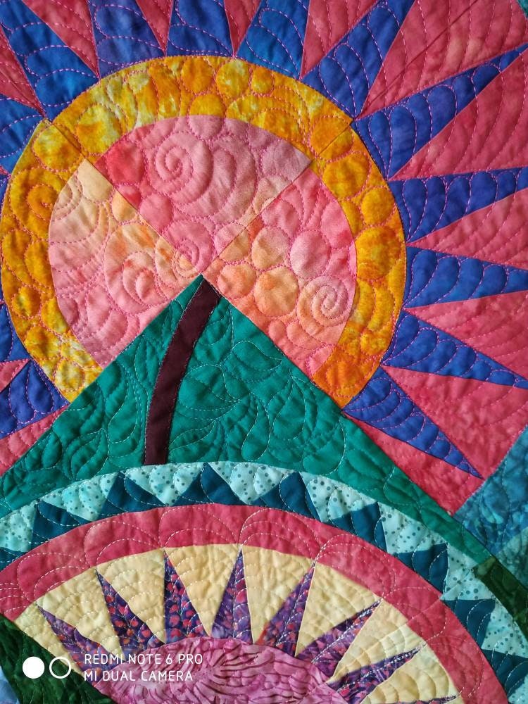 Details of quilting on the quilt