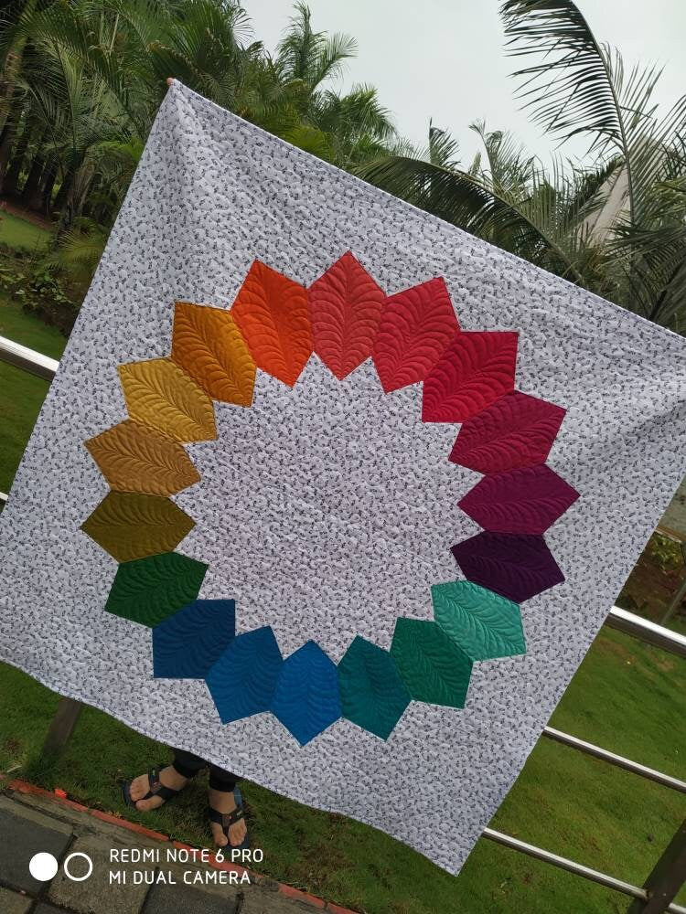 Closer look at ombré throw quilt