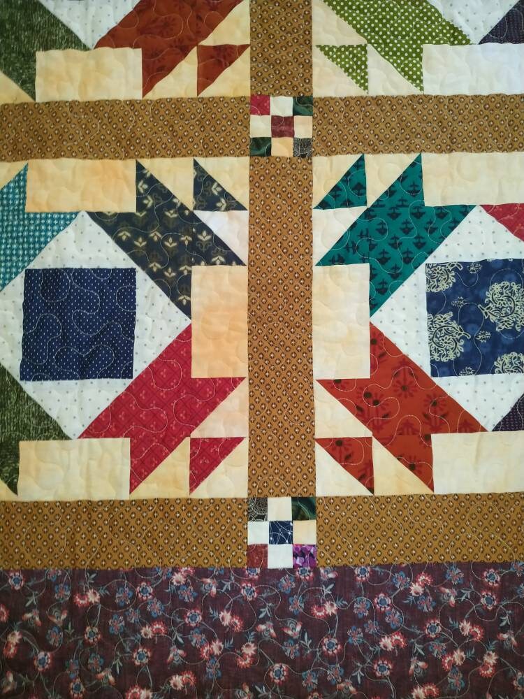 Civil War Reproduction Quilt - Antique Style Heirloom quilt - Handmade quilt sale - Couch Throw or Wall Decor