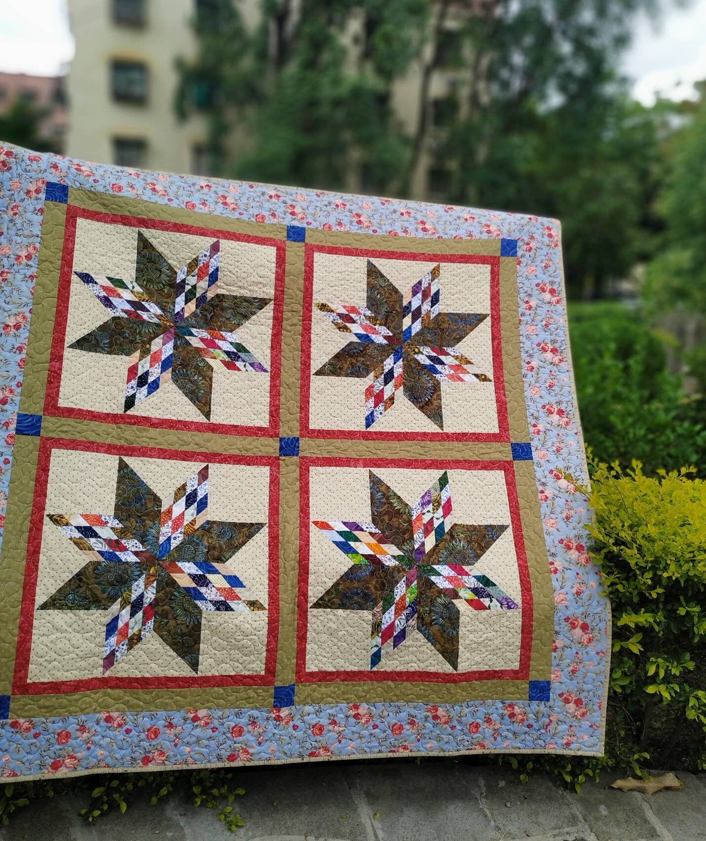 Full picture of star throw quilt