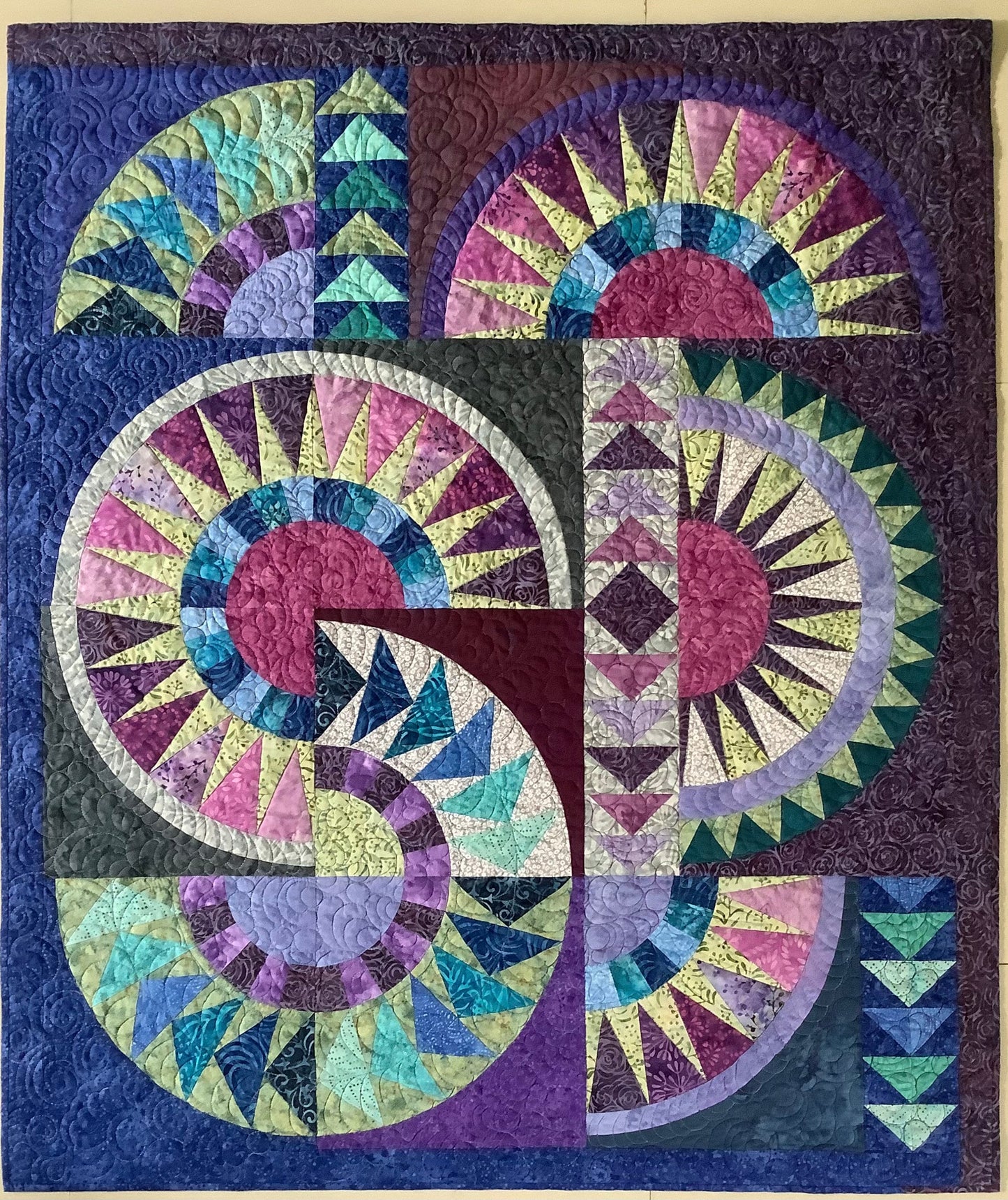 Purple and Blue Art Quilt - Modern Art Quilt- New York beauty art quilt