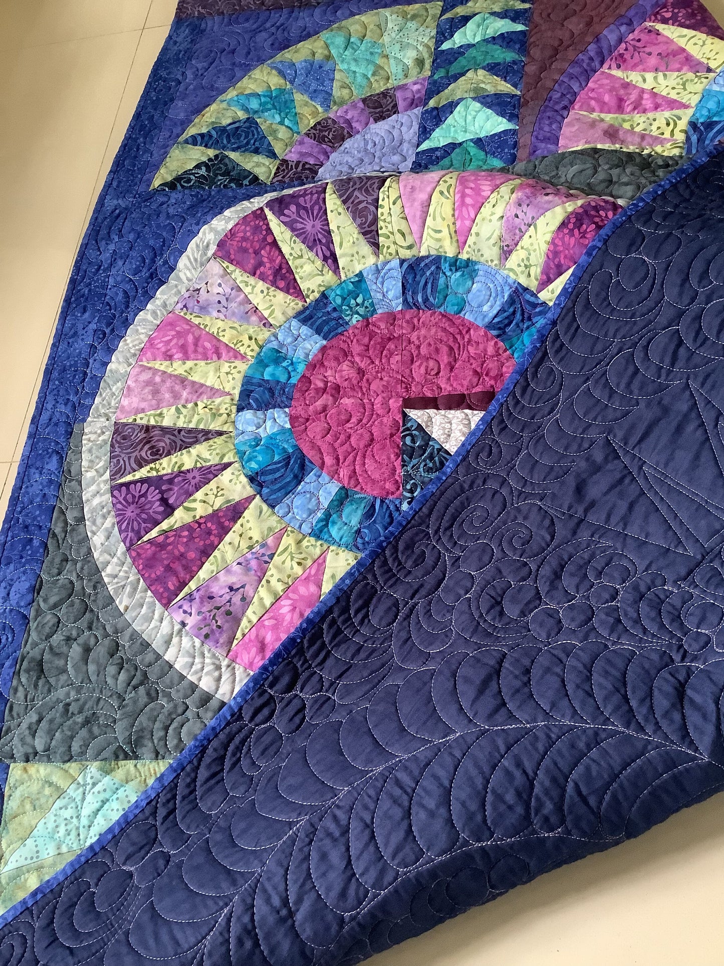 Purple and Blue Art Quilt - Modern Art Quilt- New York beauty art quilt