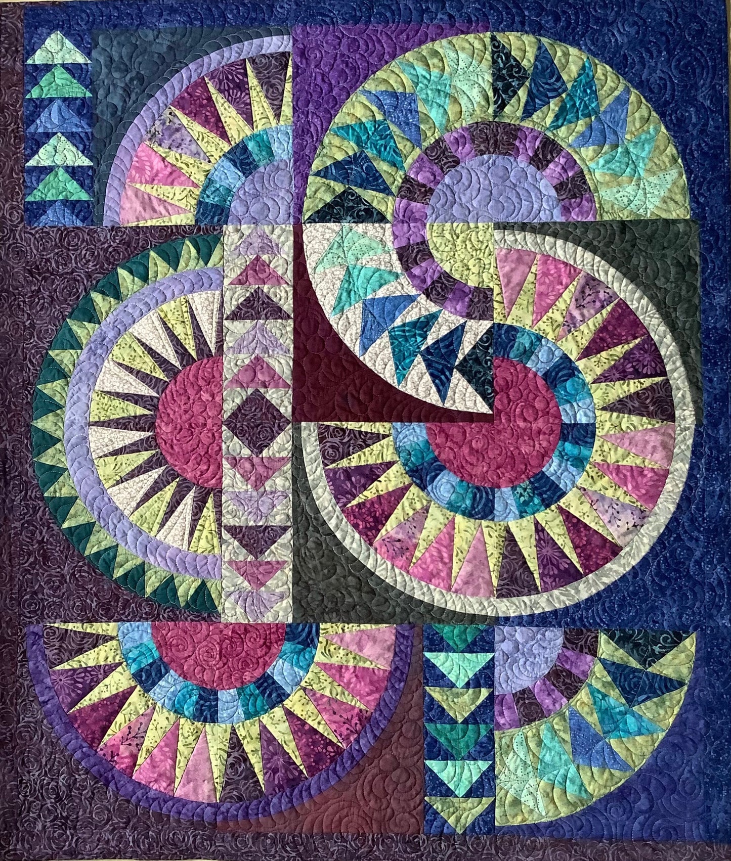 Purple and Blue Art Quilt - Modern Art Quilt- New York beauty art quilt