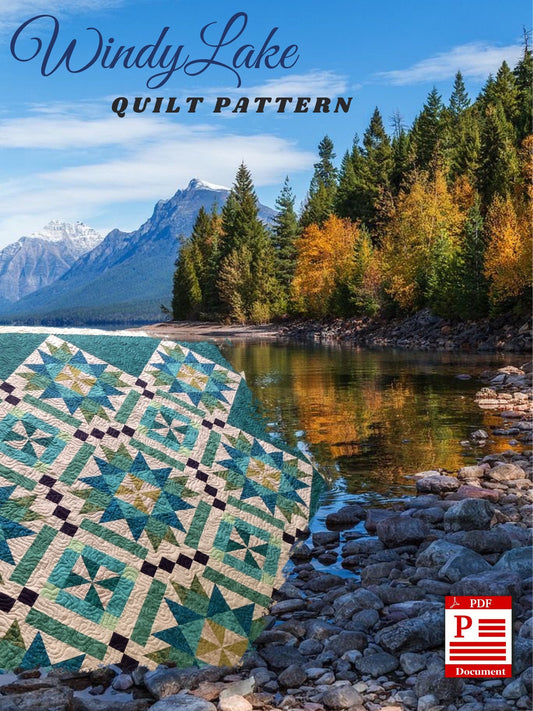 Windy lake quilt pattern, queen size quilt pattern, quilting supply, pdf pattern, downloadable quilt pattern, intermediate level quilt patte