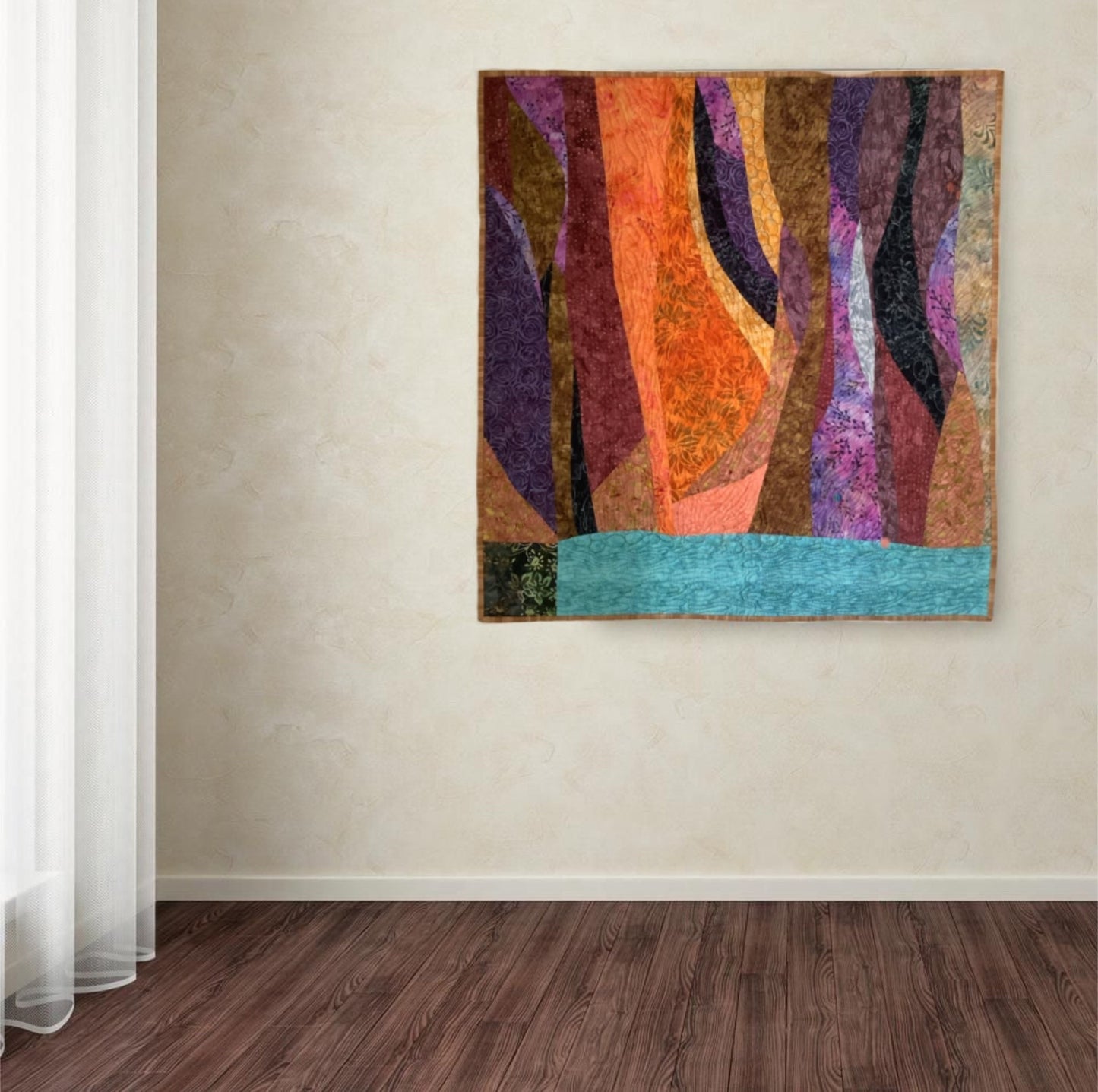 Canyon Walk Fiber Art - Abstract Landscape Quilt - Quilted Wall Art - Mountain Valley Inspired textile art