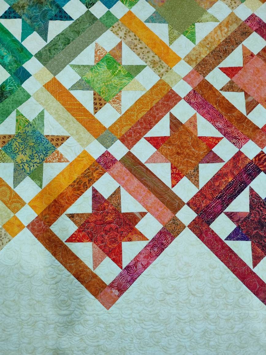 Twin size rainbow quilt, patchwork quilt, homemade quilt sale, gift for mom, gift for grandma, wedding gift for couple, queen size quilt