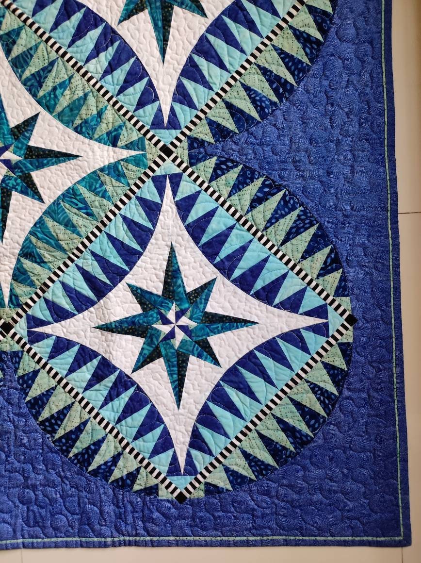 Blue and white quilt - 'Something Blue' Quilt - Show quilt from International Quilt Show - Wall Art or Bedspread"