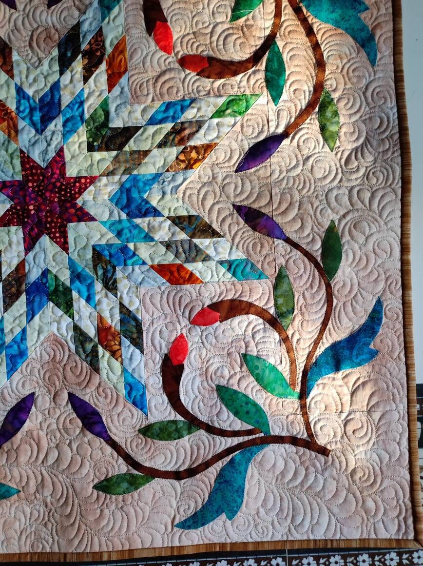 Handmade Lone Star Wall Art - Bethlehem Star Decoration - Quilted Wall Piece/Table Topper - Quilts & Beyond