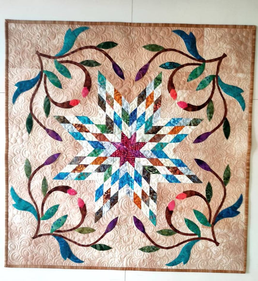 Handmade Lone Star Wall Art - Bethlehem Star Decoration - Quilted Wall Piece/Table Topper - Quilts & Beyond