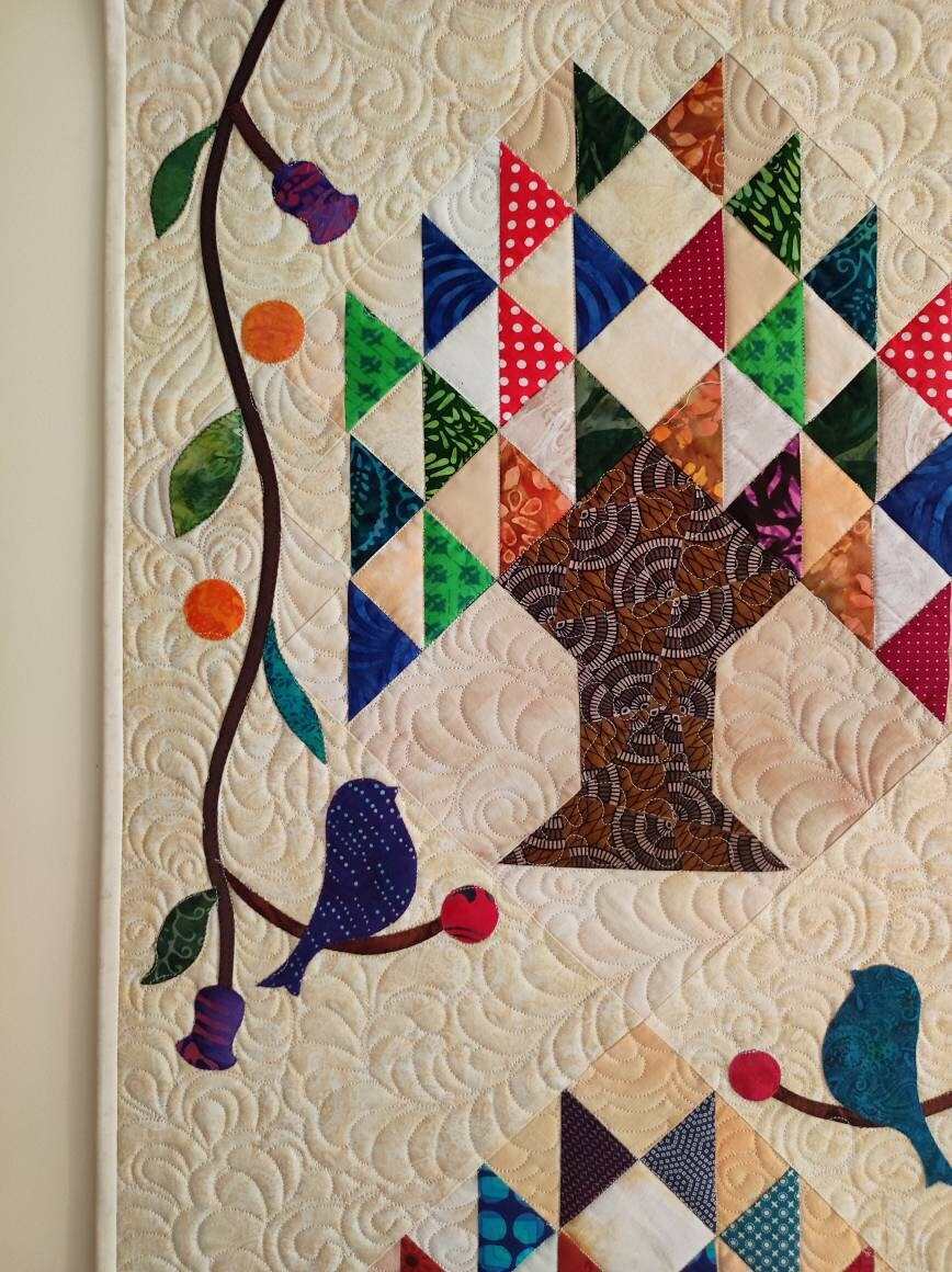 Small Tree of Life Wall Art Quilt - A Unique Handcrafted Masterpiece