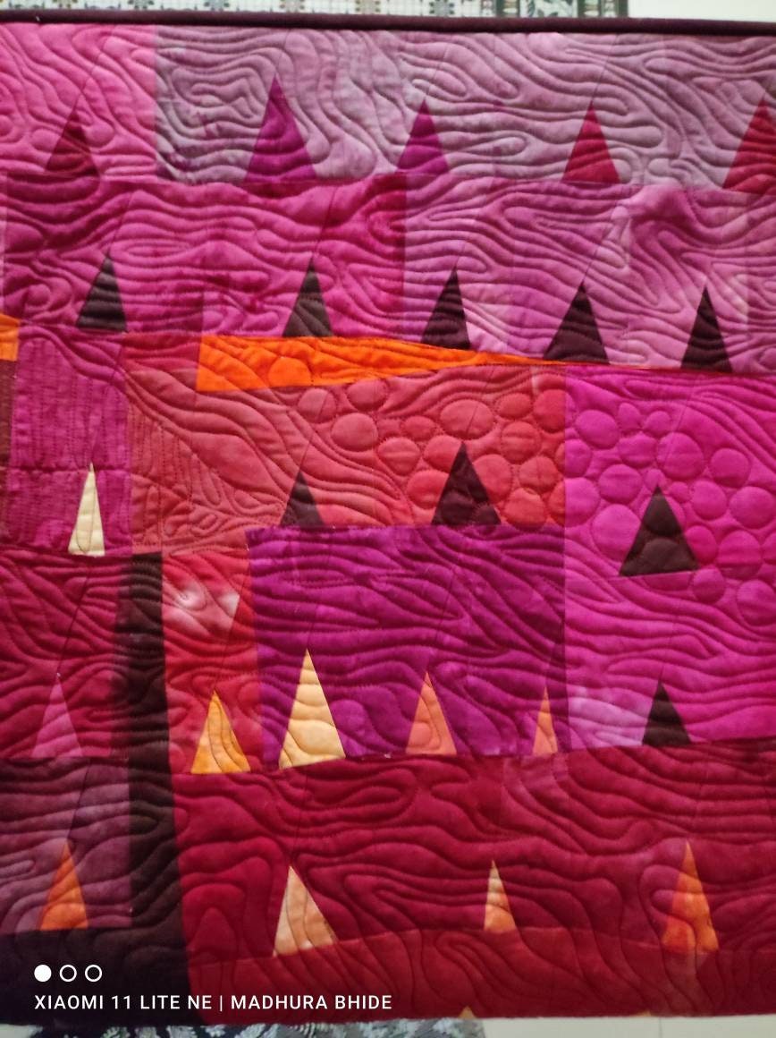 Contemporary Art Quilt - Hand-Dyed Textile Art - Modern Landscape Wall Piece - 'Alpenglow'