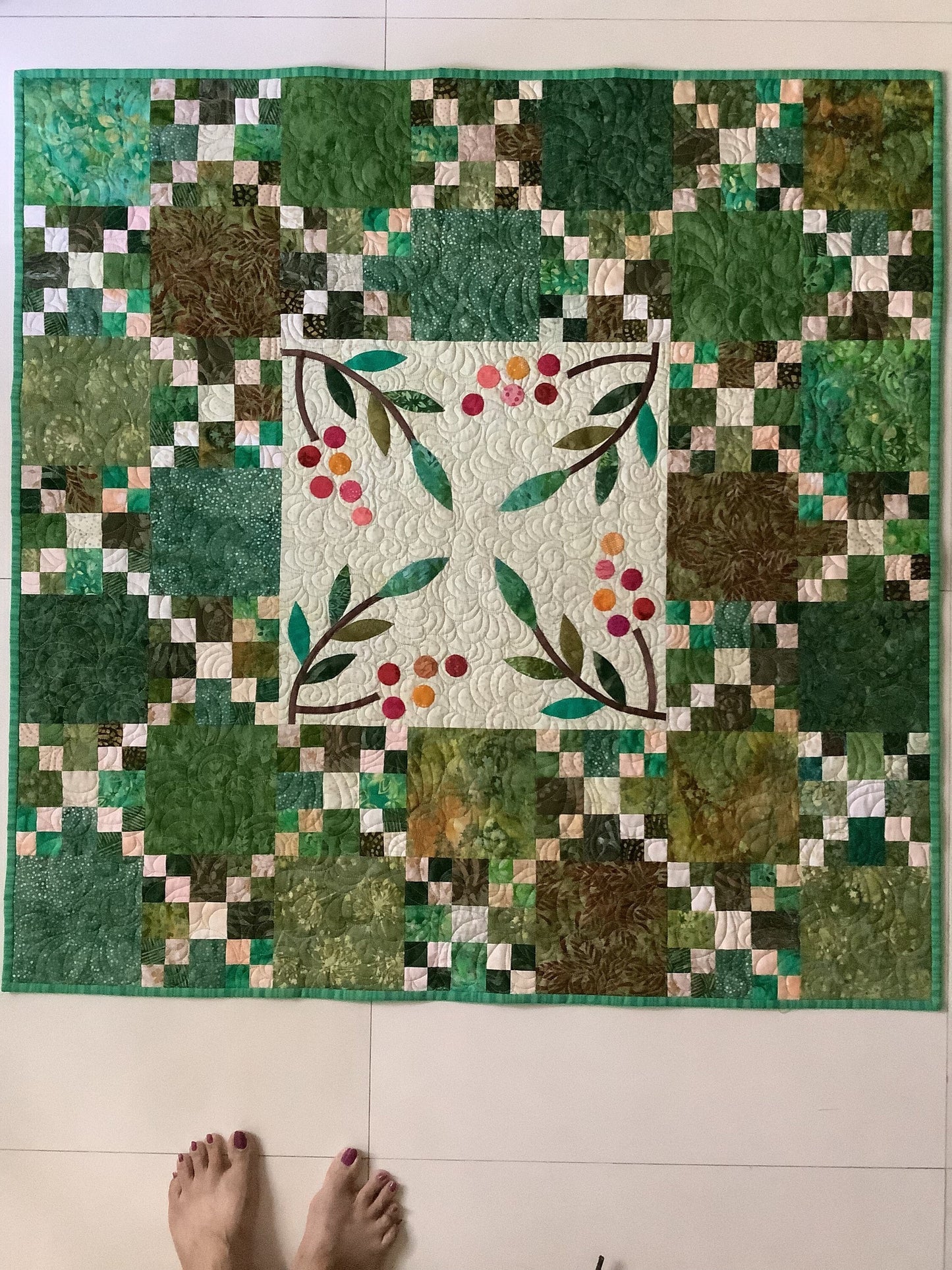 Green throw quilt, quilted wall art, wall quilt quilt sale, tree quilt, baby quilt, quilted table topper, green room decor, homemade quilt