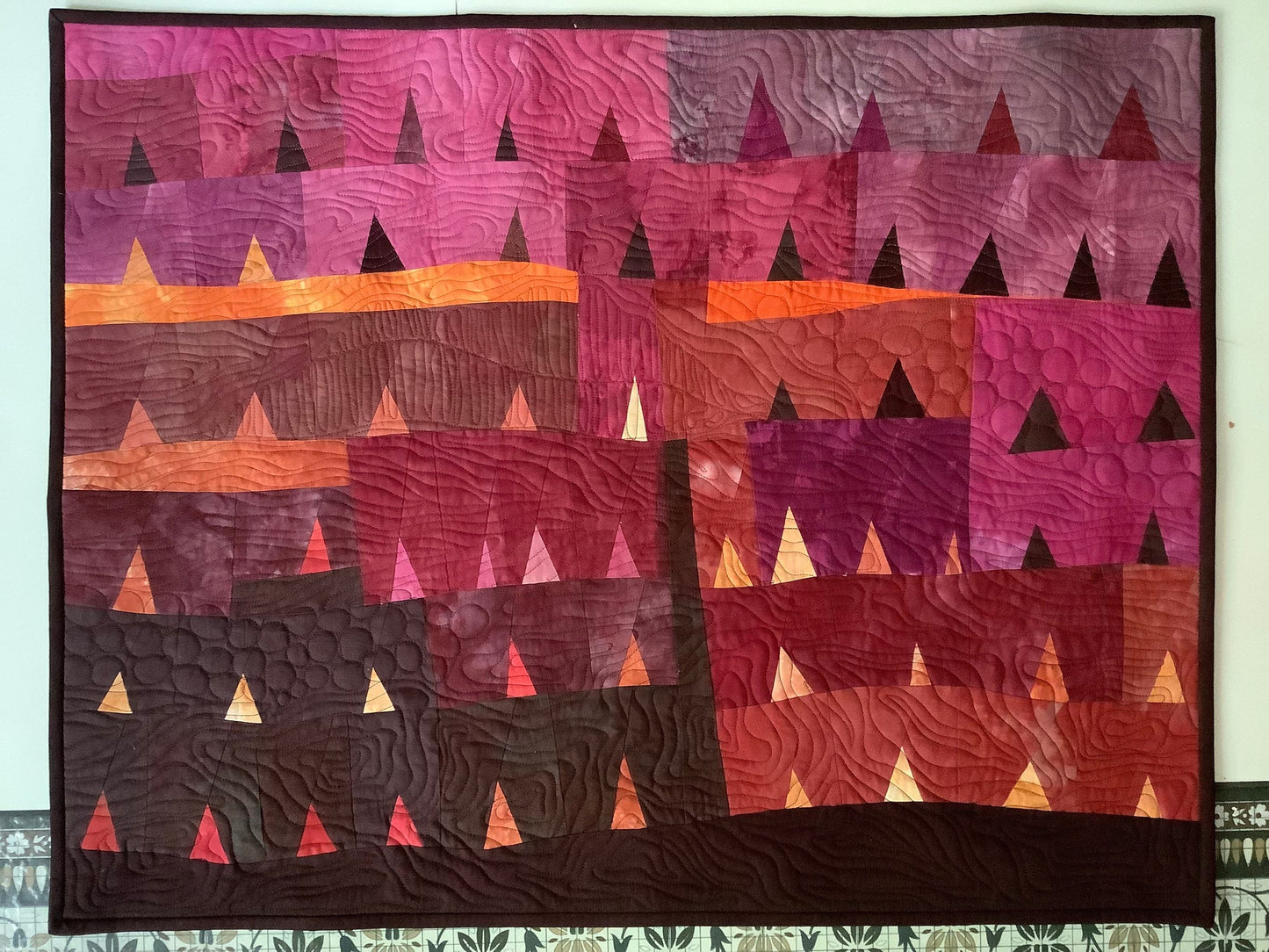 Contemporary Art Quilt - Hand-Dyed Textile Art - Modern Landscape Wall Piece - 'Alpenglow'