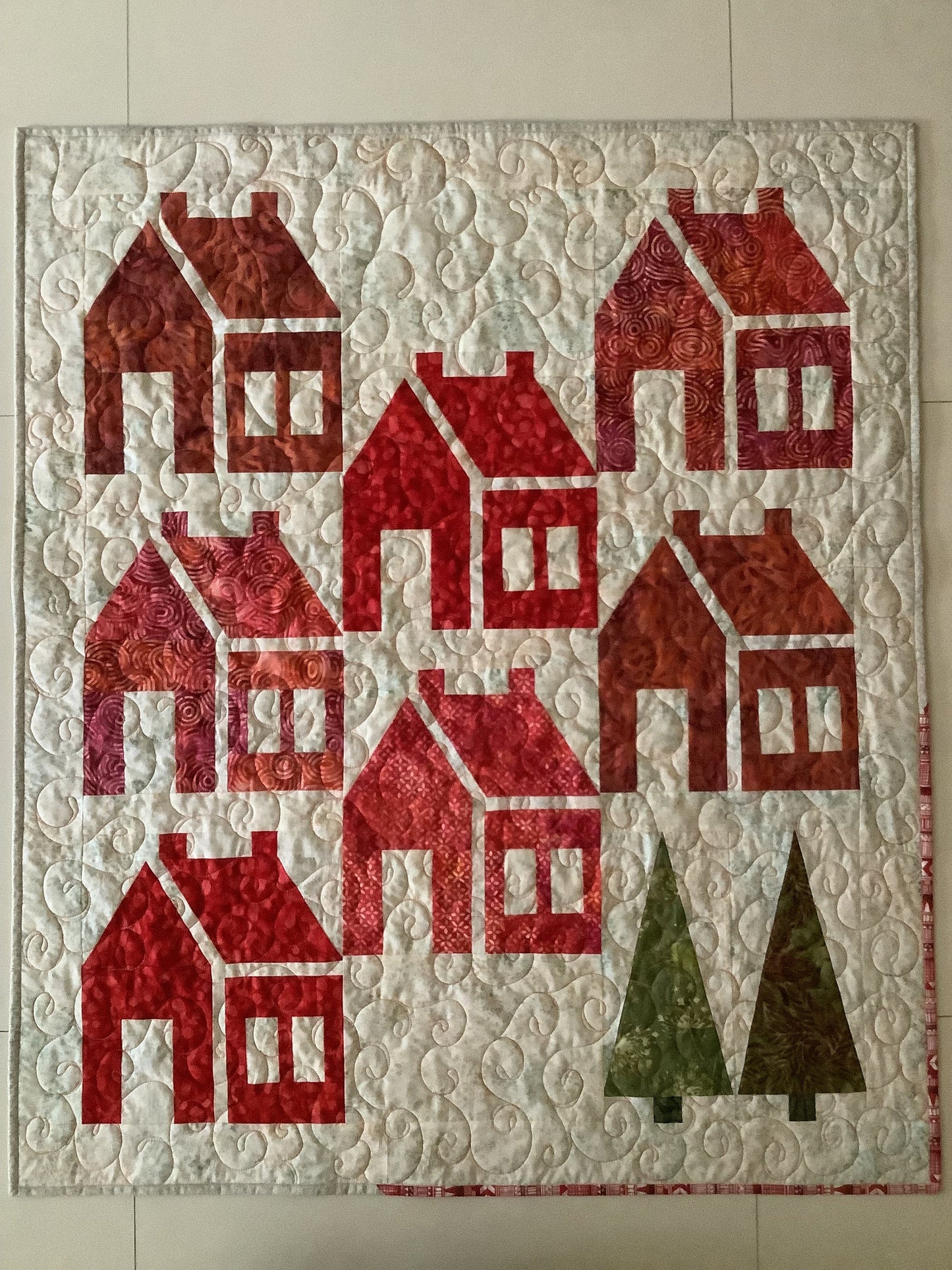 red and white quilt - handmade quilt sale - Charming Schoolhouse Block Quilt - Perfect Christmas Decor