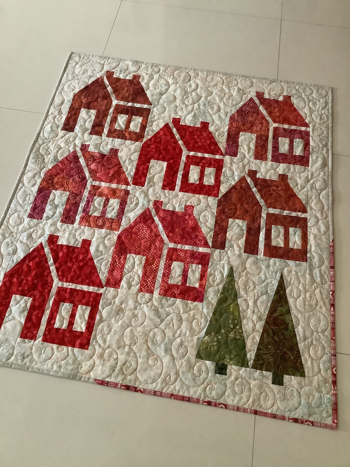 red and white quilt - handmade quilt sale - Charming Schoolhouse Block Quilt - Perfect Christmas Decor